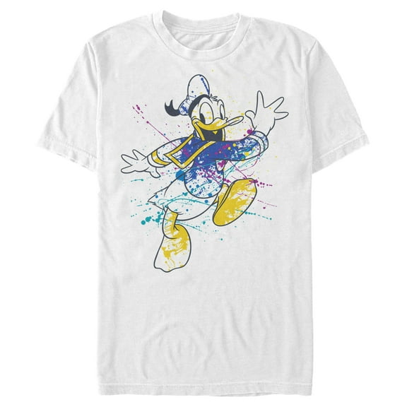 Men's Mickey & Friends Donald Duck Paint Splatter Graphic Tee White Medium