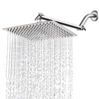 HERCHR Shower Head, 12'' Stainless Steel Rainfall Shower Head Waterfall Rain Chrome Square Ultra-Slim Shower Head ONLY(No Arm Included)