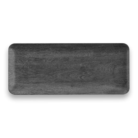 FAUX REAL BLACKENED WOOD TRAY, 17.8" X 7.5"