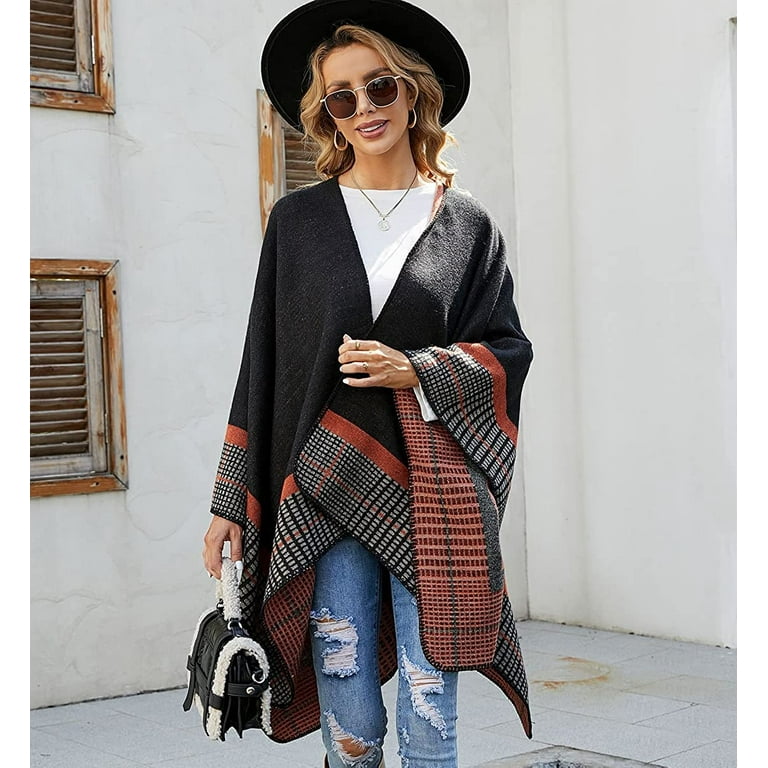 PIKADINGNIS Women Shawl Wraps Poncho Fleece Sweater Coat Cape Travel  Sunscreen Shawel Office Blanket Scarf 