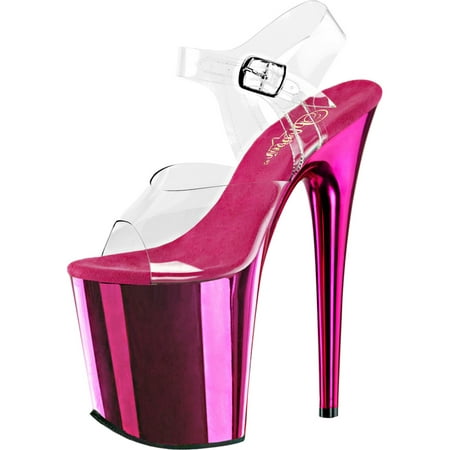 Pleaser - Womens 8 Inch Heels Sexy Hot Pink Platform Sandals Clear ...