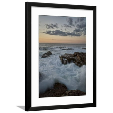 Surf along the rocky coast at sunset, Elands Bay, South Africa, Africa Framed Print Wall Art By James