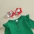 thumbnail image 4 of Okbabeha Baby Girl Christmas Outfit Crewneck Romper Onesie Santa Claus Flare Pants Headband 3 Piece Fall Infant Girl Clothes, 4 of 8