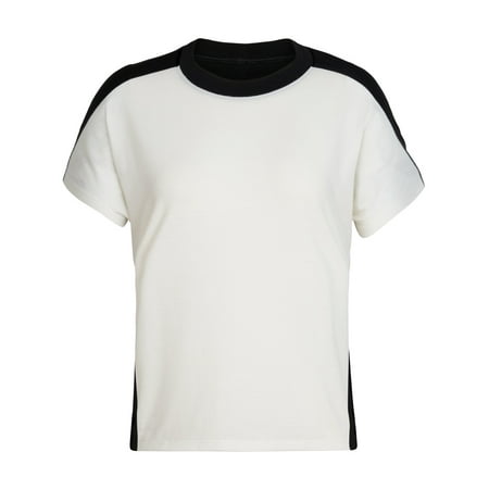 Icebreaker Women's Merino Cool-Lite Kinetica Crewe T-Shirt Snow/Black S
