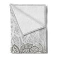 thumbnail image 2 of Grey Soft Flannel Fleece Throw Blanket, Lace Inspired Flower Motifs Bridal Composition Leaves Wedding Theme, Cozy Plush for Indoor and Outdoor Use, 50" x 70", Grey Pale Grey White, by Ambesonne, 2 of 5
