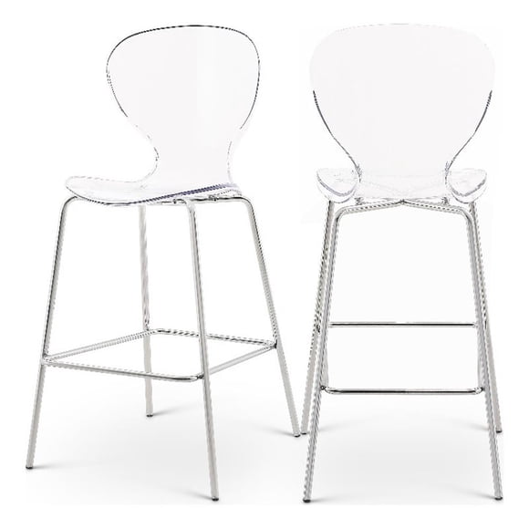 Meridian Furniture Clarion Tabouret de Comptoir de 27,5 Po H en Chrome (Ensemble de 2)
