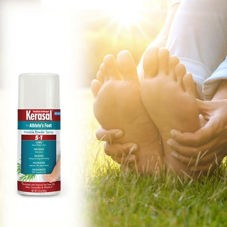 Kerasal 5-In-1 Athlete's Foot Invisible Powder Spray, Athlete's Foot Spray, 2 oz