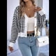 thumbnail image 5 of Suéteres Tipo Cárdigan de Rayas de Larga para Mujer, Suéteres de Punto con Botones Cortos A Rayas, Abrigos de Otoño A con Frente Abierto Negro XL, 5 of 10