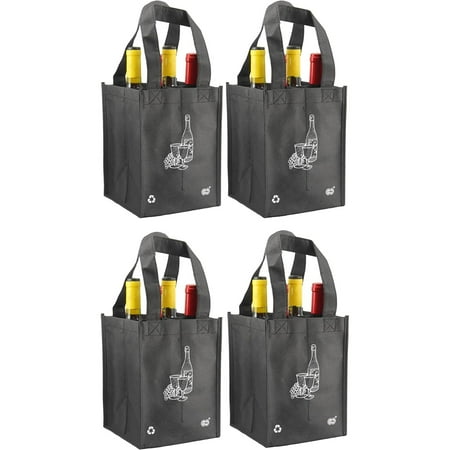 

Reusable 4 Bottle Wine Tote- 4 Pack