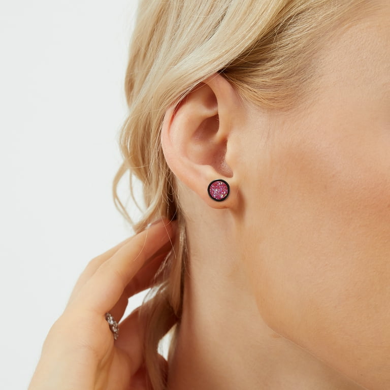 Steel rose gold with shimmer back earrings. Steel rose gold with shimmer back earrings.