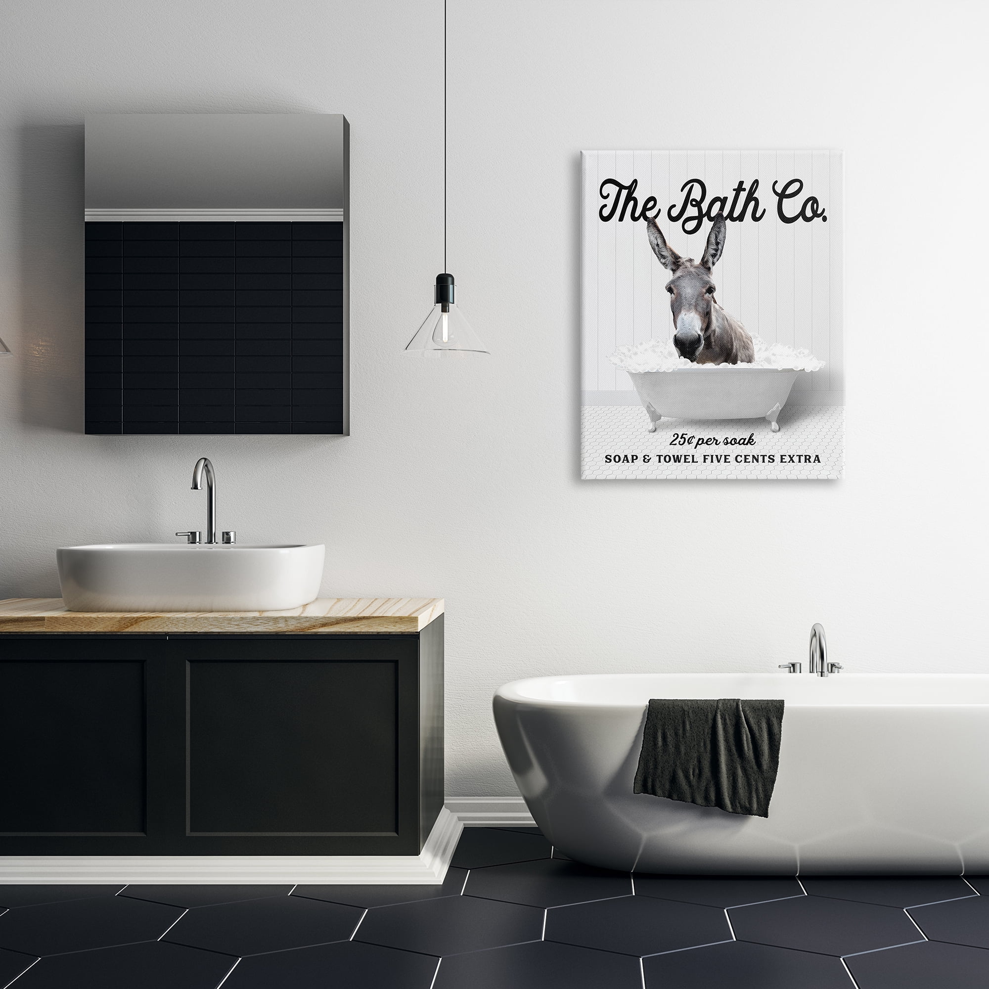 Stupell Industries Bubble Bathtub Donkey Animals & Insects Painting Gallery Wrapped Canvas Print Wall Art, 30 x 40