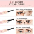 thumbnail image 5 of 10s Fast Heating Eyelash Curler, Natural Curling, 3 Temperature Settings, Rechargeable Electric Lash Curler for Women with 3 Brush Heads, Pink, 5 of 9