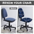 thumbnail image 4 of Polyester Office Chair Cover Set 2pcs Textured Leaves Chair Covers Blue Leaves Stretchable Chairs Slipcover for Universal Desk, 4 of 7