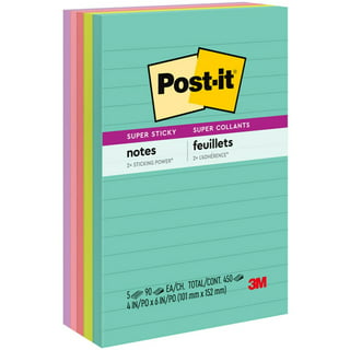 emraw sticky notes stick it stickies, lined medium 4 x 6 rectangular neon  bright colored removable self stick on note memo pad for office, home