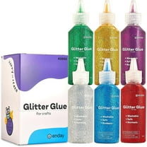 Glitter Glue for Crafts in Bright Classic Colors: Silver, Red, Green, Blue, Purple & Gold Glitter Glue Washable & Non-Toxic Used for Gluing, Drawing, Writing, Outlining, 0.67 OZ (6 Pieces) - by Enday