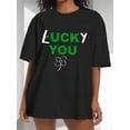 thumbnail image 1 of St. Patrick's Day Lucky Clover, Women T-Shirt, Round Neck Short Sleeve Woman Tee, It's A Nice Gift, Camisetas de verano para mujer, manga corta, cuello redondo, casual, lindo, con gráficos, camisetas, 1 of 7