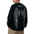 thumbnail image 4 of IWRICH Men's Angel Wings Crew Neck Sweatshirts Rhinestones Streetwear Oversized Pullover Tops Graphic Fashion Tees Black M, 4 of 7