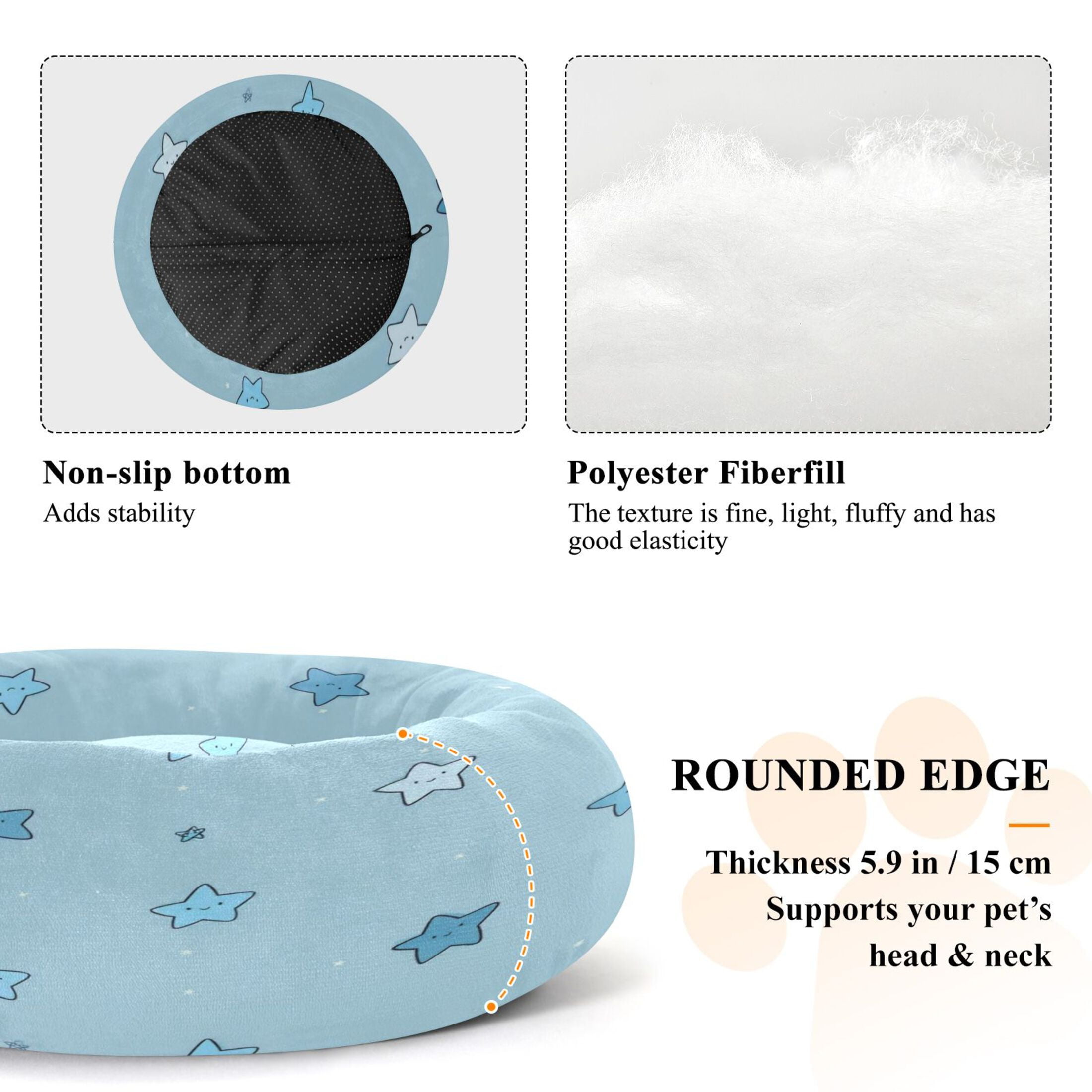Iauyy Pet Couch Donut Cat Bed for Indoor Cats/Small Dogs Washable & Machine with Non-slip Bottom Calming Cat Furniture, Some Blue and White Colors (M)