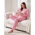 thumbnail image 3 of PatPat Pajamas for Women Set 2 Piece PJ Sets Heart Print Long Sleeve Womens Pajamas with Pockets, Pink, M, 3 of 13