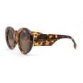 thumbnail image 3 of Womens Classy Plaid Arm Thick Plastic Round Mod Retro Sunglasses Tortoise - Brown, 3 of 4