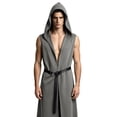 thumbnail image 5 of UTSJKR Men’s Sleeveless Hooded Long Vest Robe with Waist Belt for Medieval Wizard Cosplay Halloween Party Role‑Play Costume Outfit Gray L, 5 of 9