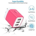 thumbnail image 3 of Charger Block,USB Wall Charger Adapter Plug,HopePow 5V/3.1A/3PACK Three Ports Wall Charger Block Fast Charging Block Android Phone Charger Block Brick for iPhone Wall Charger,Rose, 3 of 6