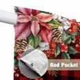 thumbnail image 4 of Cardinal Bird Swag Valances for Windows, Kitchen Curtains 36 Inch Length 2 Panels Set, Poinsettia Pine Cones Berry Flowers Red Plaid Short Curtains for Small Windows Rod Pocket Cafe Curtains 28"x36", 4 of 8