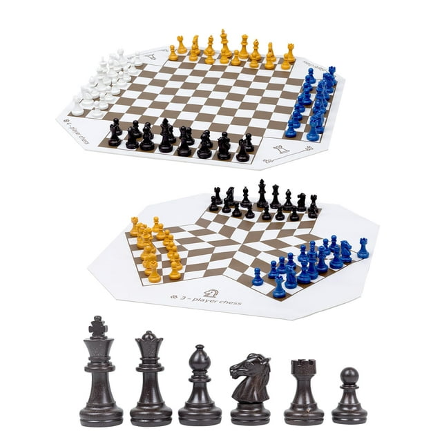 Juego de tablero de ajedrez WodGod para 3 o 4 jugadores con tapete de cuero
