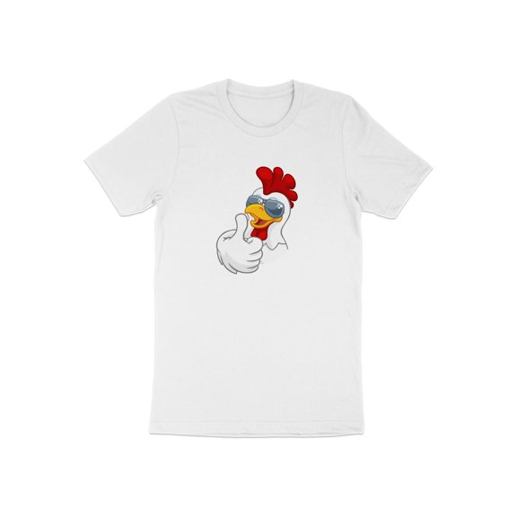 Cool White Chicken Rooster with Sunglasses Thumbs Up Animal T-Shirt Graphic Art Design Chicken Rooster Sunglasses Tees Tshirt