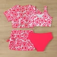 thumbnail image 5 of Hienoo Toddler Girls Swimsuit Hearts Print Bikini Sets with Cover Up Bathing Suit, 4-Piece, Sizes 3-7, 5 of 5