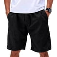 thumbnail image 2 of GrmtClth Mens Linen Shorts Casual Elastic Waist Drawstring Shorts Loose Fit 2026 Summer Beach Vacation Shorts Classic Fit Stretch Outdoor Hiking Shorts with Pocket Black L, 2 of 7