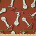 thumbnail image 2 of Ambesonne Mushroom Fabric by the Yard Microfiber, Psychedelic Amanita, 3 Yards, Burnt Sienna Red White, 2 of 2