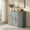 Gray, variant on Kitchen Storage Cabinet, Buffet Sideboard, Rubber Wood Kitchen Trash Cabinet with Single Trash Can Holder and Adjustable Shelf, for Dining Room, Kitchen, Living Room, White