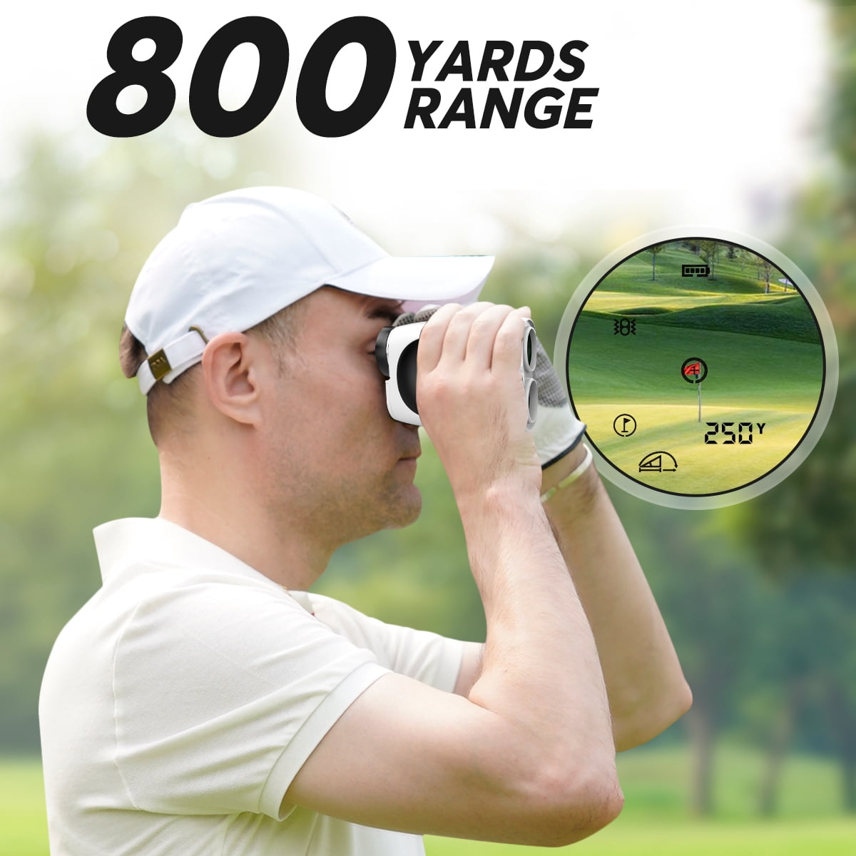 Rangefinder for Golf Hunting Laser Range Finder 800 Yards High-Precision with Flag Lock, White