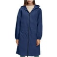 thumbnail image 3 of BODOAO Women's Long Raincoats Rain Jacket Waterproof Hooded Windbreaker Lightweight Coat for Outdoor Women's Extended Hood Thin Work Clothes Household Rainproof and Windproof Use Coat Navy 4Xl, 3 of 9