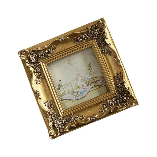 Resin 4x4 Photo Frame Desktop and Wall square Ornate Desktop Tabletop Vintage Style for Home Bedroom Decor