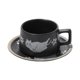 thumbnail image 1 of Juego de taza de té y platillo, juego de taza de café de cerámica para capuchino, leche, regalo de cumpleaños Negro, 1 of 9