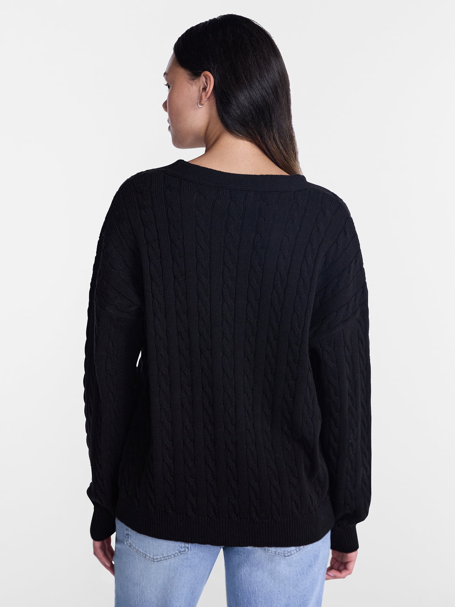 No Boundaries Cable Knit Grandpa Cardigan, Women's and Women's Plus XXS-4X