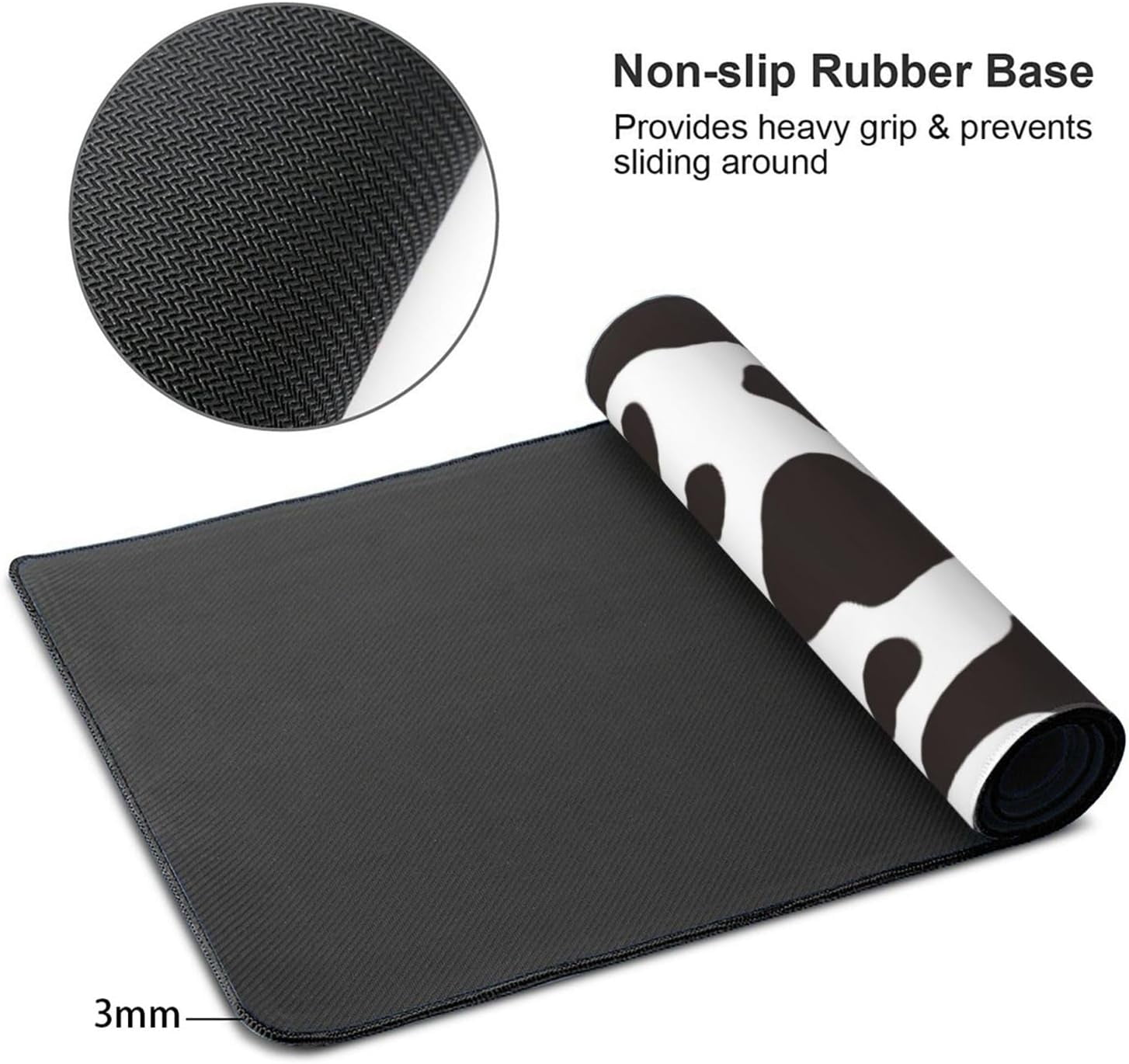 Gaming Mouse Pad Large Desk Mat,Desk Pad Extended Keyboard Pad,Anti-Slip Rubber Base Mouse Pad for Women Girls Work,Game,Office,Home 35.4"X15.7",Cow Print