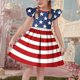 thumbnail image 5 of Odeerbi Niñas Día de La Independencia Vestido de Línea A Verano Patriótico Estrella Raya Ruffle Gorra Manga Vestido Casual, 5 of 6