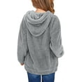 thumbnail image 2 of Spring Autumn Kids Solid Color Fleece Pullover Hoodies Children Warm Hooded Sweatshirt, 2 of 3