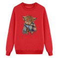 thumbnail image 4 of Byoo Little Girl's Animal Crewneck Sweatshirt Long Sleeve Plaid Scarf Highland Cow Print Pullover Outdoor Casual Top,Red, 4 of 4