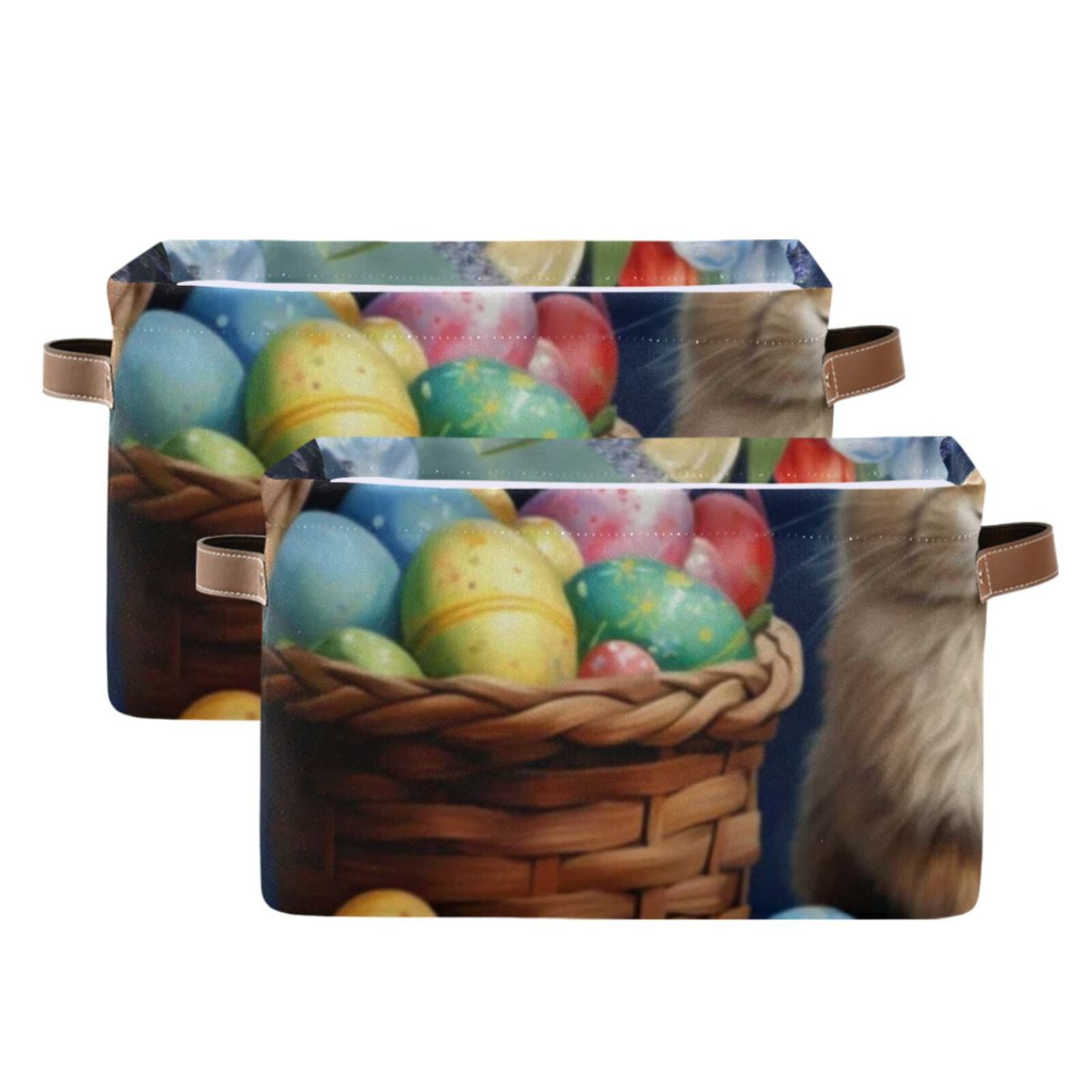 Rabbit Easter Eggs Flowers Storage Bins Baskets With Handles Storage Box Clothes Organizer Organization Toys