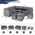 thumbnail image 5 of Costway 7 PCS Patio Rattan Dining Set Sectional Sofa Couch Ottoman Garden Gray, 5 of 10