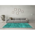 thumbnail image 3 of Ahgly Company Machine Washable Indoor Rectangle Oriental Turquoise Blue Industrial Area Rugs, 5' x 8', 3 of 4