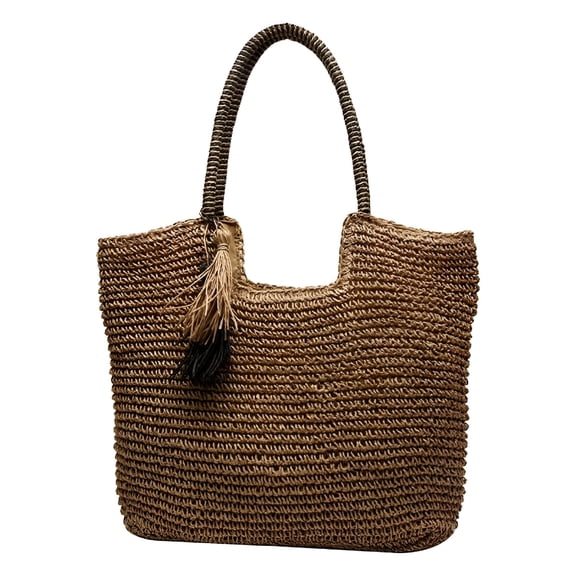 GASTROPOD Straw Beach Bag Summer Woven Tote with Tassels Large Shoulder Purses and for