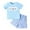 Light Blue, variant on WOYY Boys Outfits Short Sleeve T-Shirt and Striped Shorts Set, 2-Piece, Sizes 6-12M