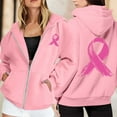 thumbnail image 2 of Hoodie Womens Sweatshirt Oversized Lightweight Zip Up Women Casual Women's Pullover Cancer Awareness Month Long Sleeve Pocket Drawstring For Everyday Wear, 2 of 6