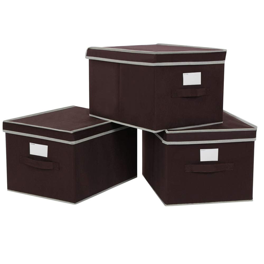 SONGMICS Large Storage Cubes Bin Box with Lids and Handles, NonWoven