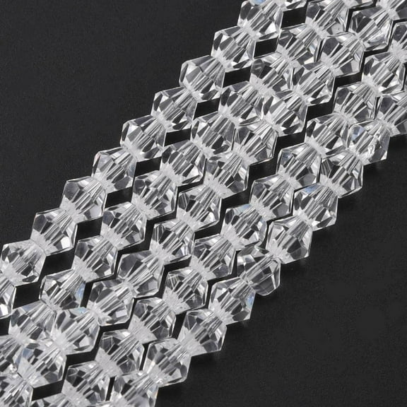 Imitation Austrian Crystal 5301 Bicone Beads Faceted Glass Beads Strands Clear 6x6mm Hole: 1.2mm about 44~47pcs/strand 24.5~25cm